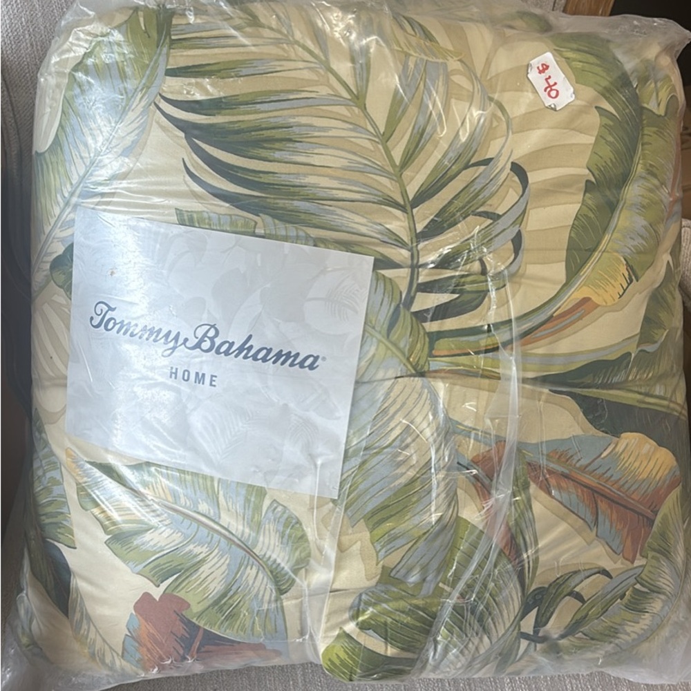 Tommy Bahama Green and Cream Tropical Pillows
